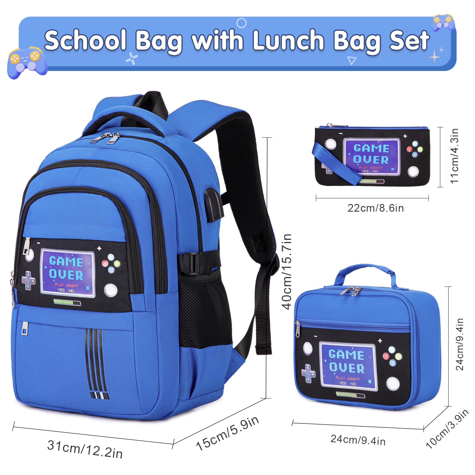 ACESAK Zaino per bambini - Zaino per bambini scuola materna elementare, Blu, Large, Zaino