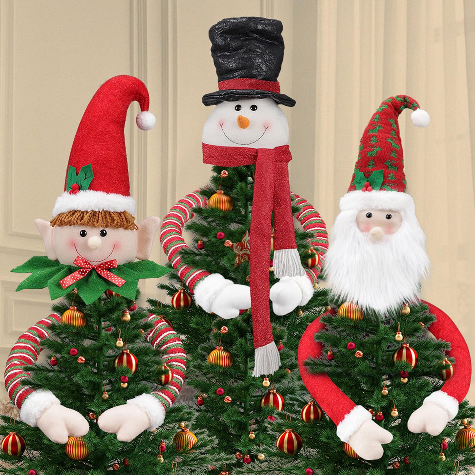 Amazon | クリスマスツリートップスターサンタ/スノーマン