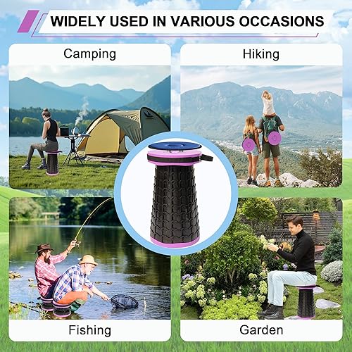 Miniatura 5 de ALEVMOOM Taburete plegable XXL actualizado 2026 de 19.7 pulgadas con cojín, 1000 libras de peso máximo, taburete telescópico portátil resistente,