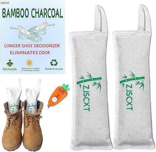Eliminador de olores de zapatos de carbón - Insertos desodorantes para botas de trabajo, tenis, bolsas de gimnasio que absorben olores con abridor