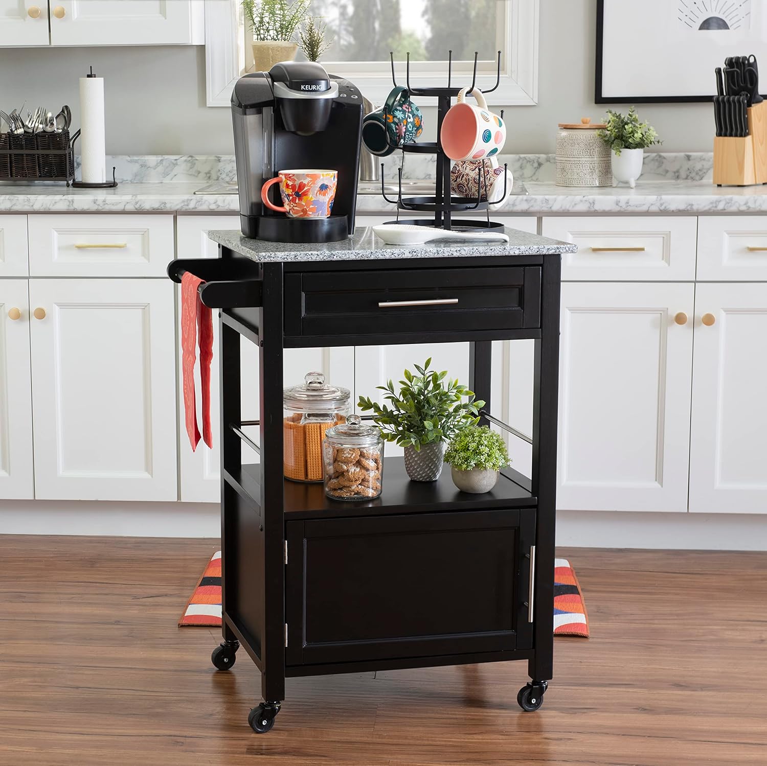 Linon Cayden Black Kitchen Cart,