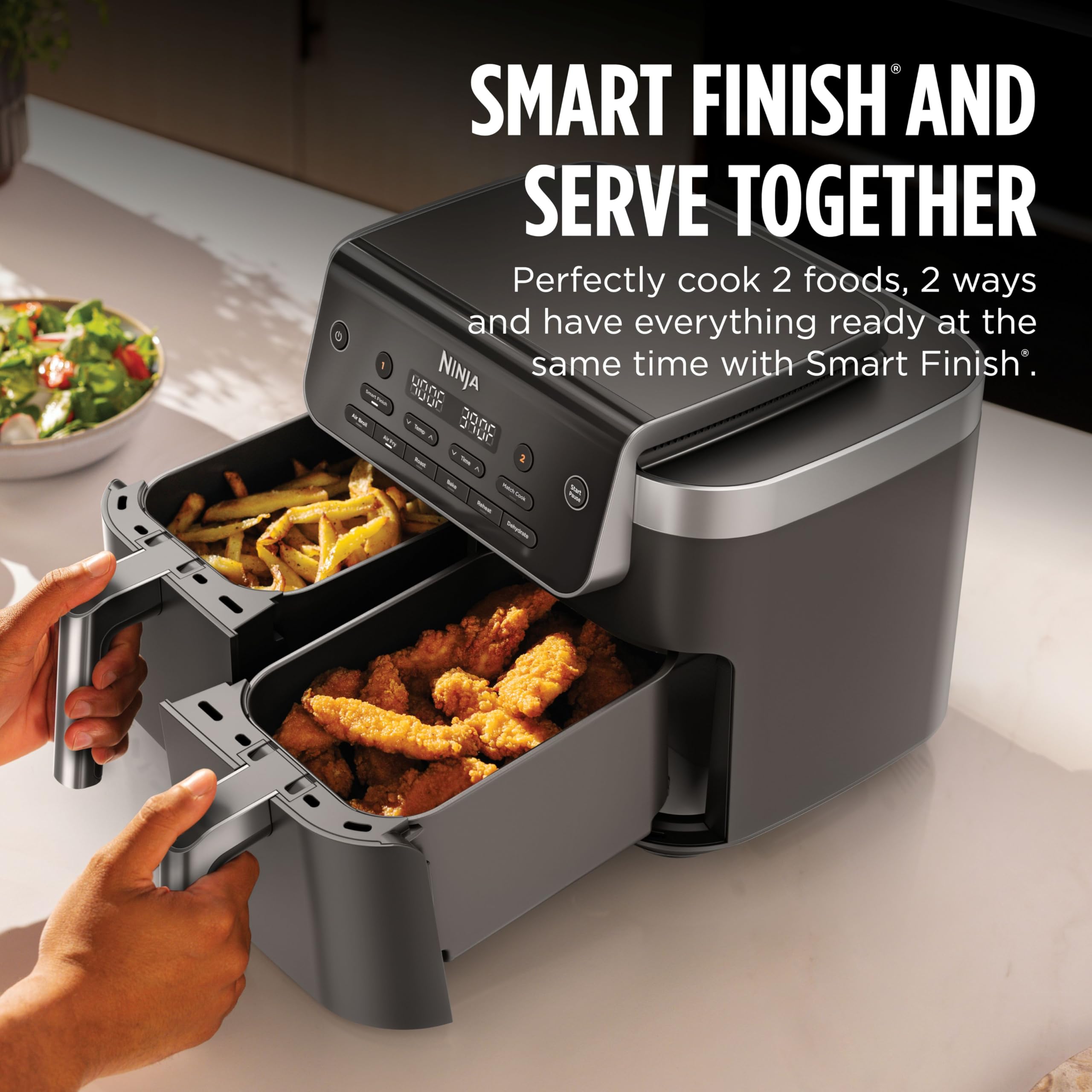 Ninja DualZone Air Fryer, 8 Qt, 6-in-1, Grey, DZ801 view 3