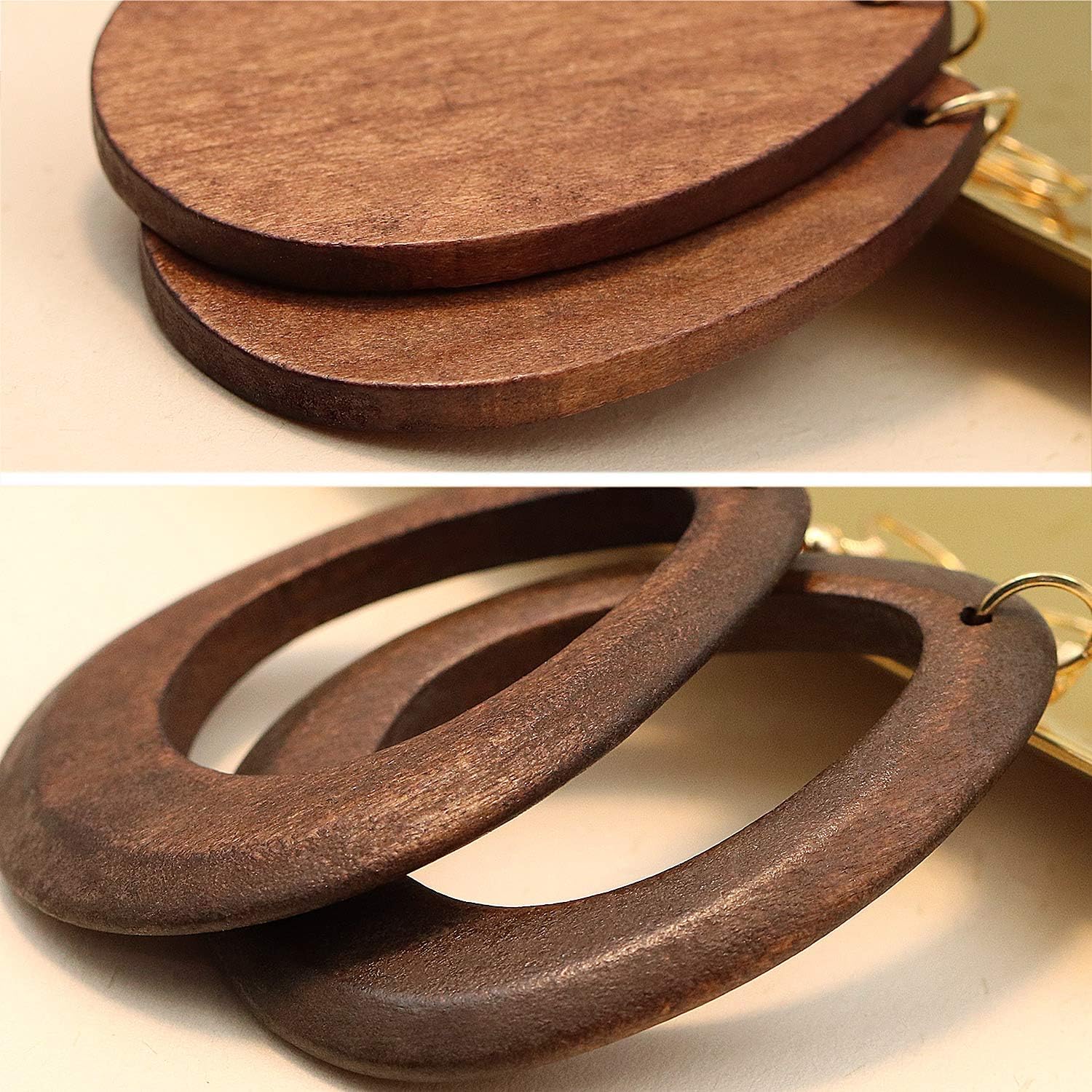 Wood Earrings for Women Natural Wooden Waterdrop Drop Dangle Earring - Image 5