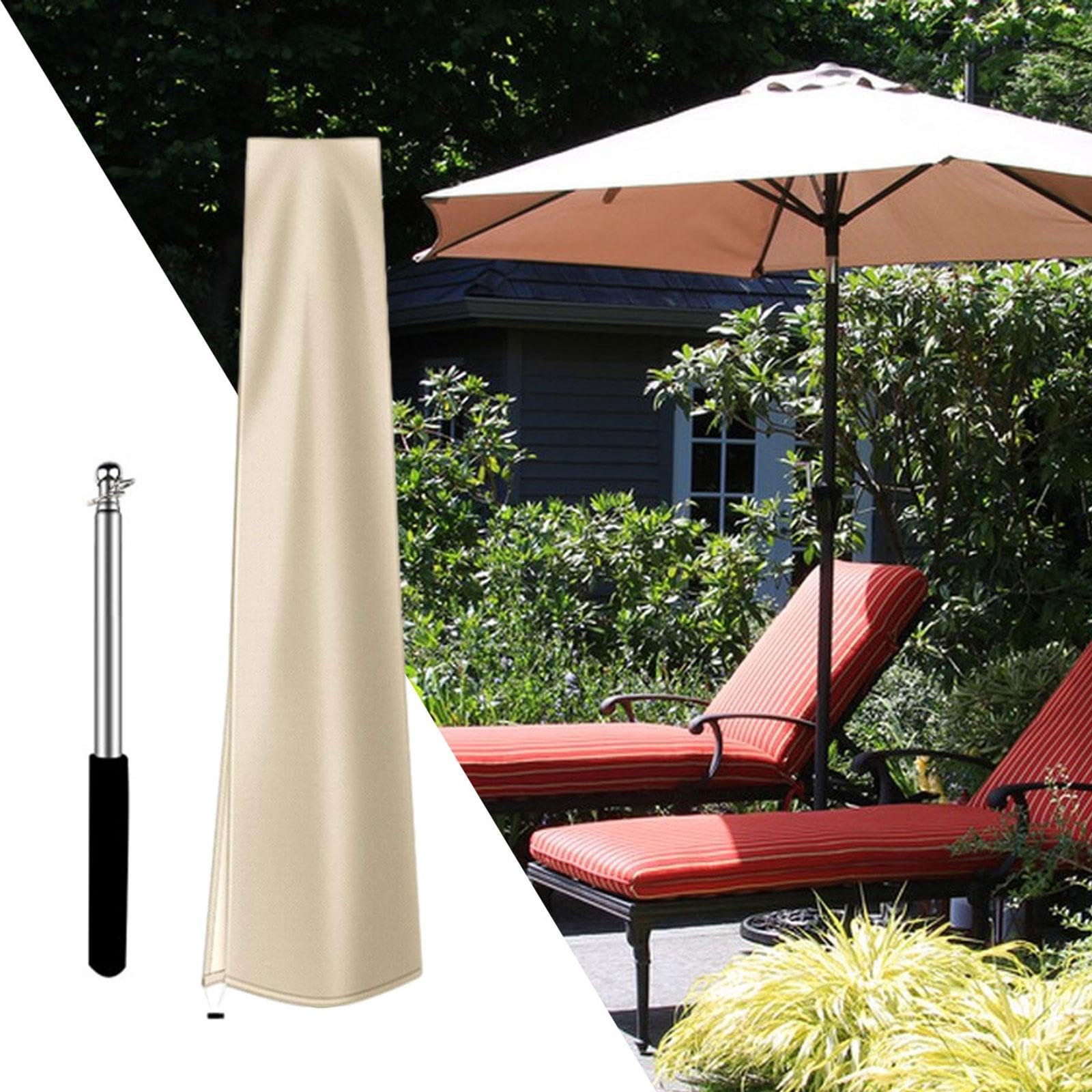 Housse de Parasol de Patio, Housses de parasols d'extérieur, imperméables, Housses de Parasol de marché avec Fermeture éclair, Beige 200cm