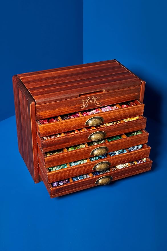 DMC Wooden Collectors Box Includes one Each of All 500 Stranded Cotton