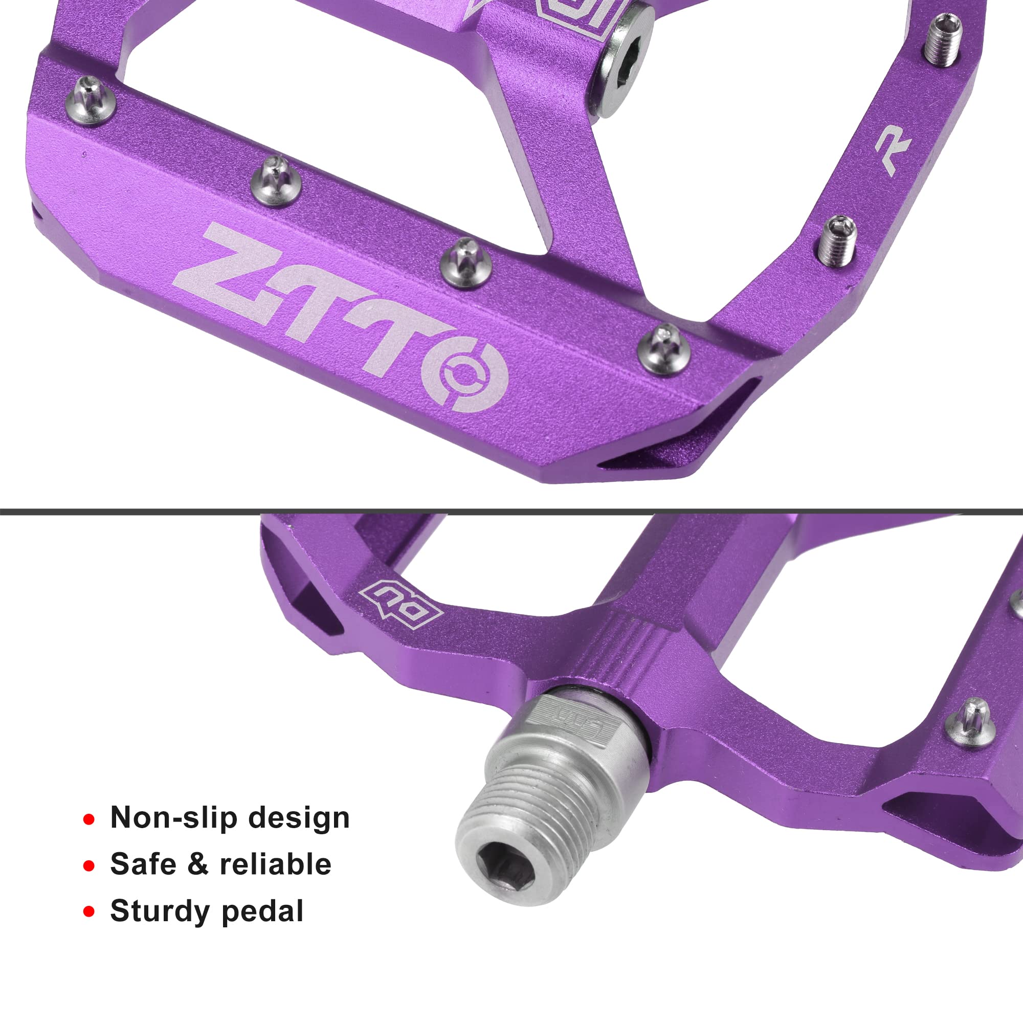 X AUTOHAUX 1 Paar Anti-Rutsch Pedale Plattform Flache Fahrradpedale 9/16" Lila