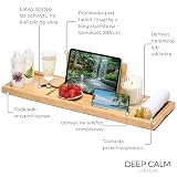 Deep Calm Taca Wanna - Bambus, Antypoślizgowy, pasuje do większości rozmiarów kąpieli - Luksusowy dodatek łazienkowy, który może pomieścić iPada, telefon, szkło, świecę (Naturalną)