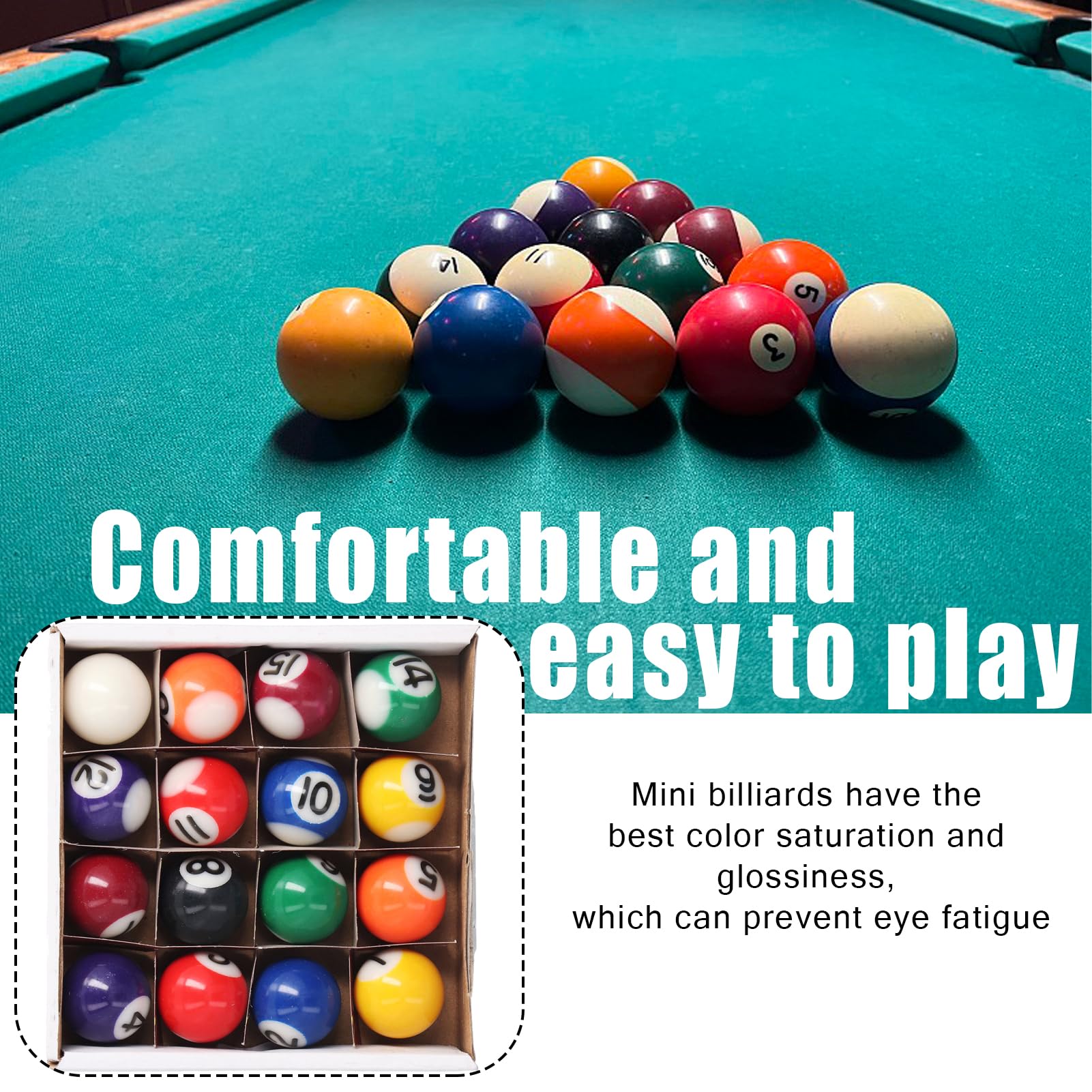 Set Mini Biliardo Americano con 16 Palline da 25mm in Resina per Tavolo da Gioco