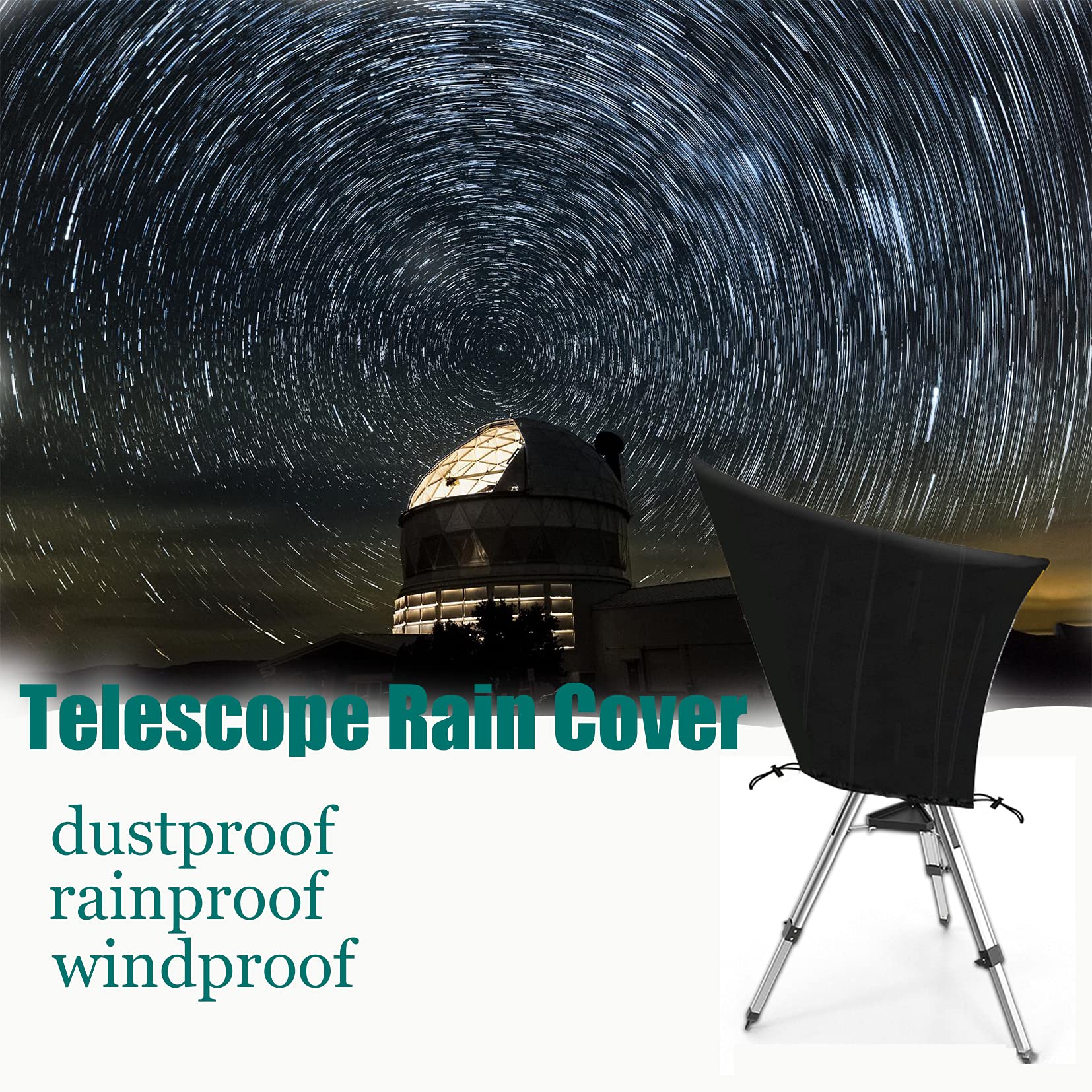 J&C Telescope Cover Weatherproof Telescope Cover Outdoor Patio Telescope Covers for Outside Telescope Cover Indoor Scope Cover Telescope Rain Covers Dustproof Telescope Case Scope Dust Cover Black