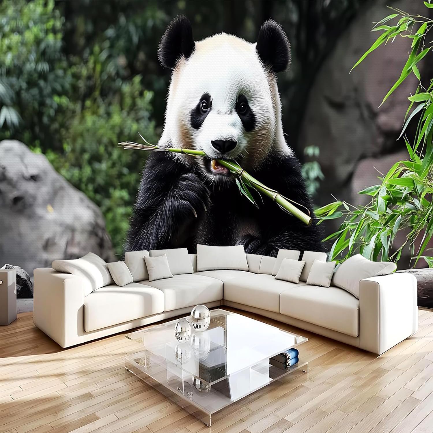 Générique Papier Peint Panoramique 3D 366x254 cm Panda Non-tissé Murale Maison Décoration Intérieure Est Animaux pour Chambre Salon Mur TV Artistique Poster Décoration Murale 1M1054