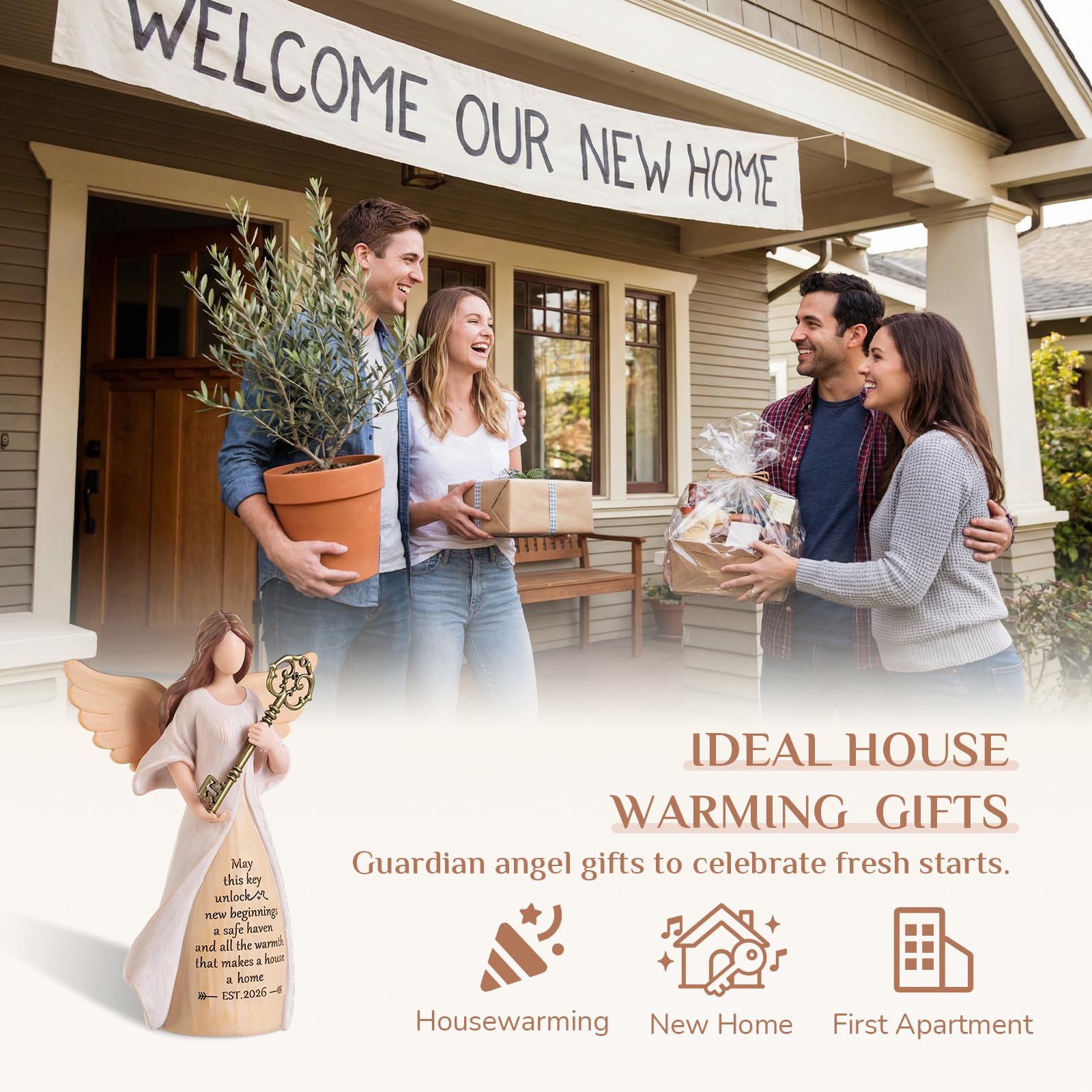 Storieme Housewarming Gifts New Home: House Warming Gift for Women Friend Homeowner - Guardian Angel Figurines for New Apartment Party Decorations Entryway Table Decor Ideas