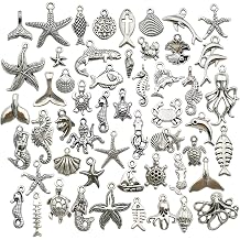 Youdiyla 100pcs Summer Beach Charms Collection, Bulk Marine Sea Animal Life Nautical Charms Metal Pendant Craft Supplies Findings for Necklace and Bracelet Jewelry Making HM292
