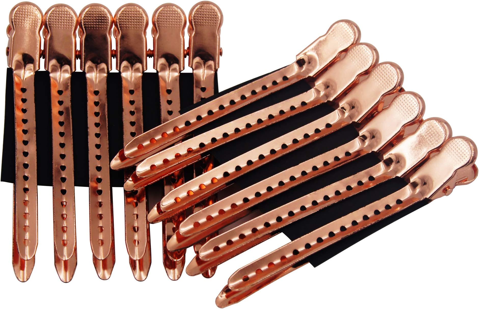12Pcs Dividing Duck Bill Clips, Clamp Hair Styling Clips Hairpin Metal Hairdressing Sectioning For Salon Styling Tools (Rose Gold)