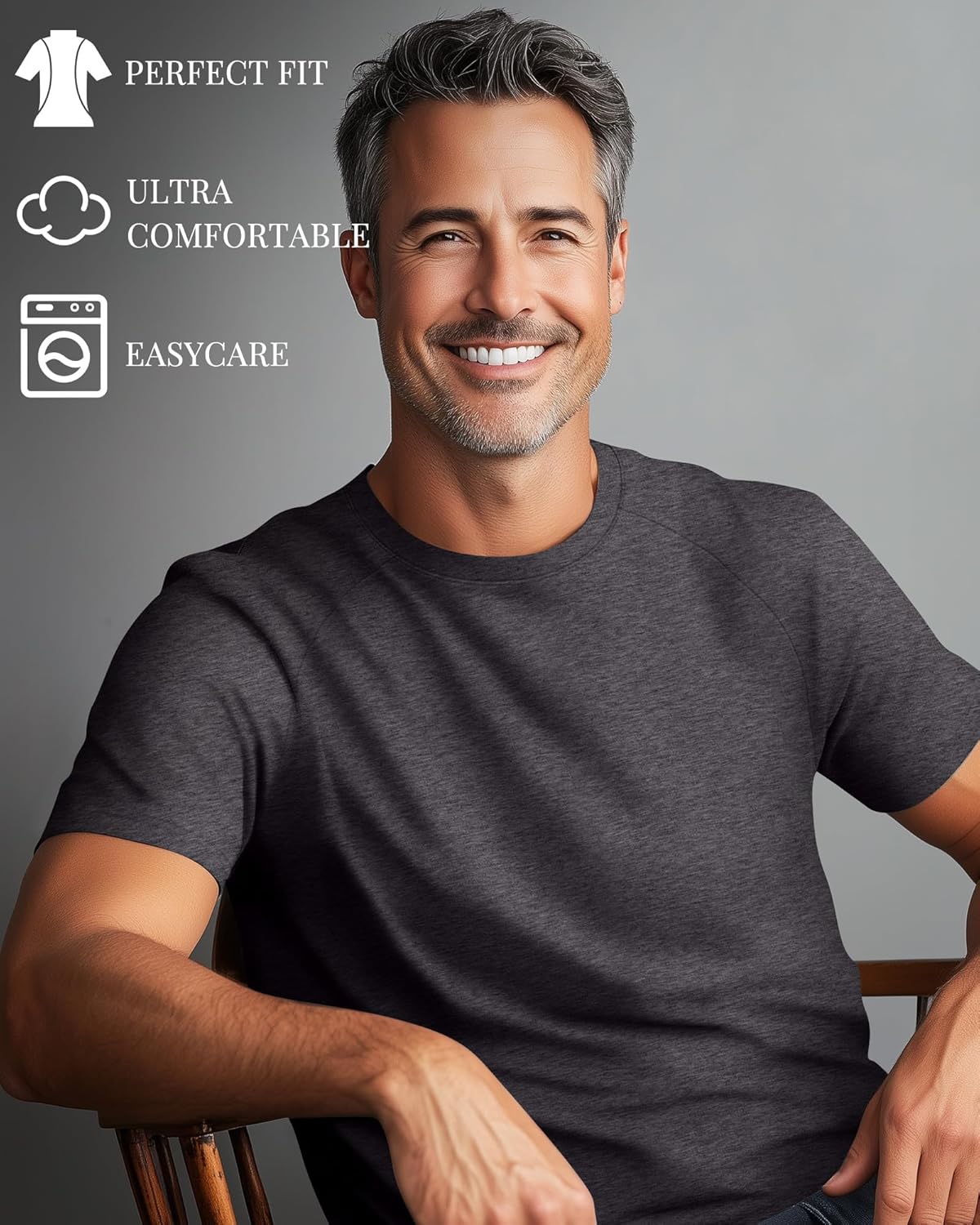 Huukeay 3 Pack Men's Big & Tall Short Sleeve Shirts, Plus Size Crew Neck Tees Basic Moisture Wicking Summer Solid Tops - Image 5