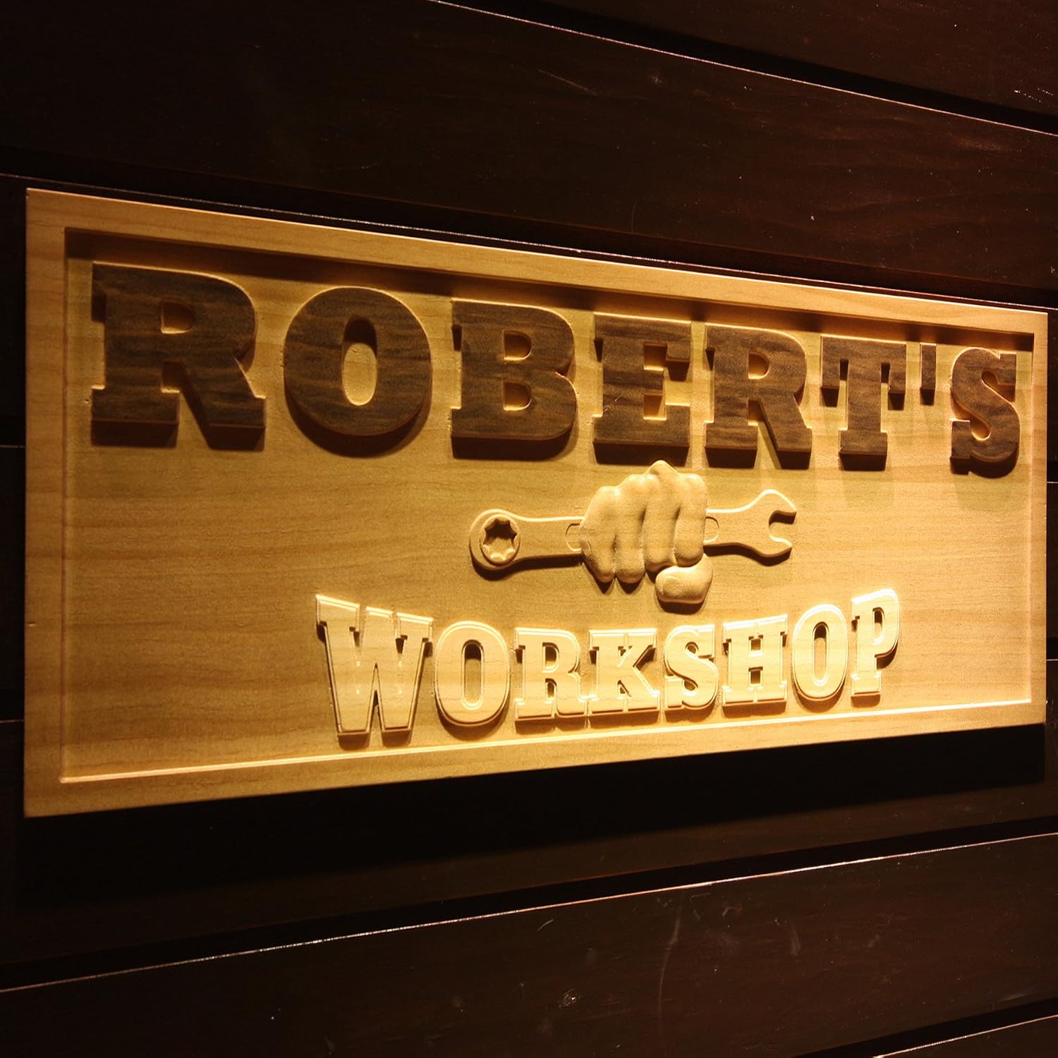 ADVPRO wpa0218 Name Personalized WORKSHOP Garage Man Cave Wood Engraved Wooden Sign - Standard 23 x 9.25