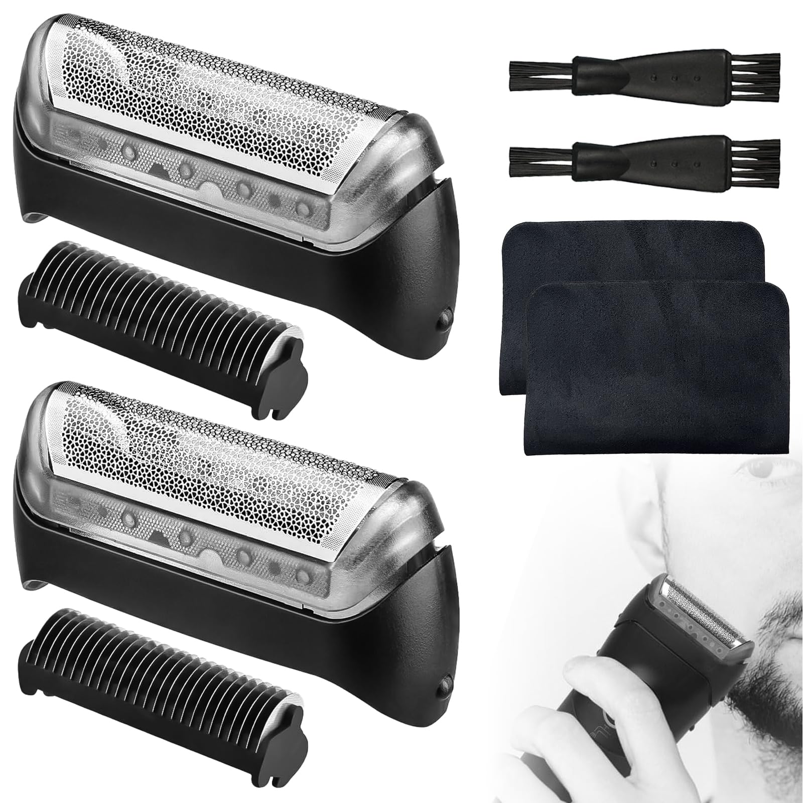 2-Teiliges Set Braun Serie 1 190s-1 Kompatibel mit Elektrorasierern 190, 180, 170 Ersatzkopf 10b/20b Scherkopf