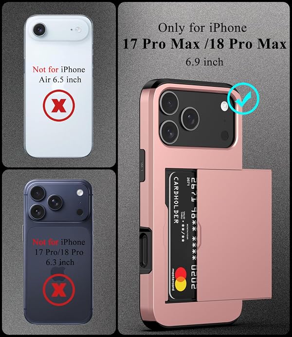 Nvollnoe for iPhone 18 Pro Max Case with Card Holder Rose Gold by Nvollnoe - Used condition - Image 7