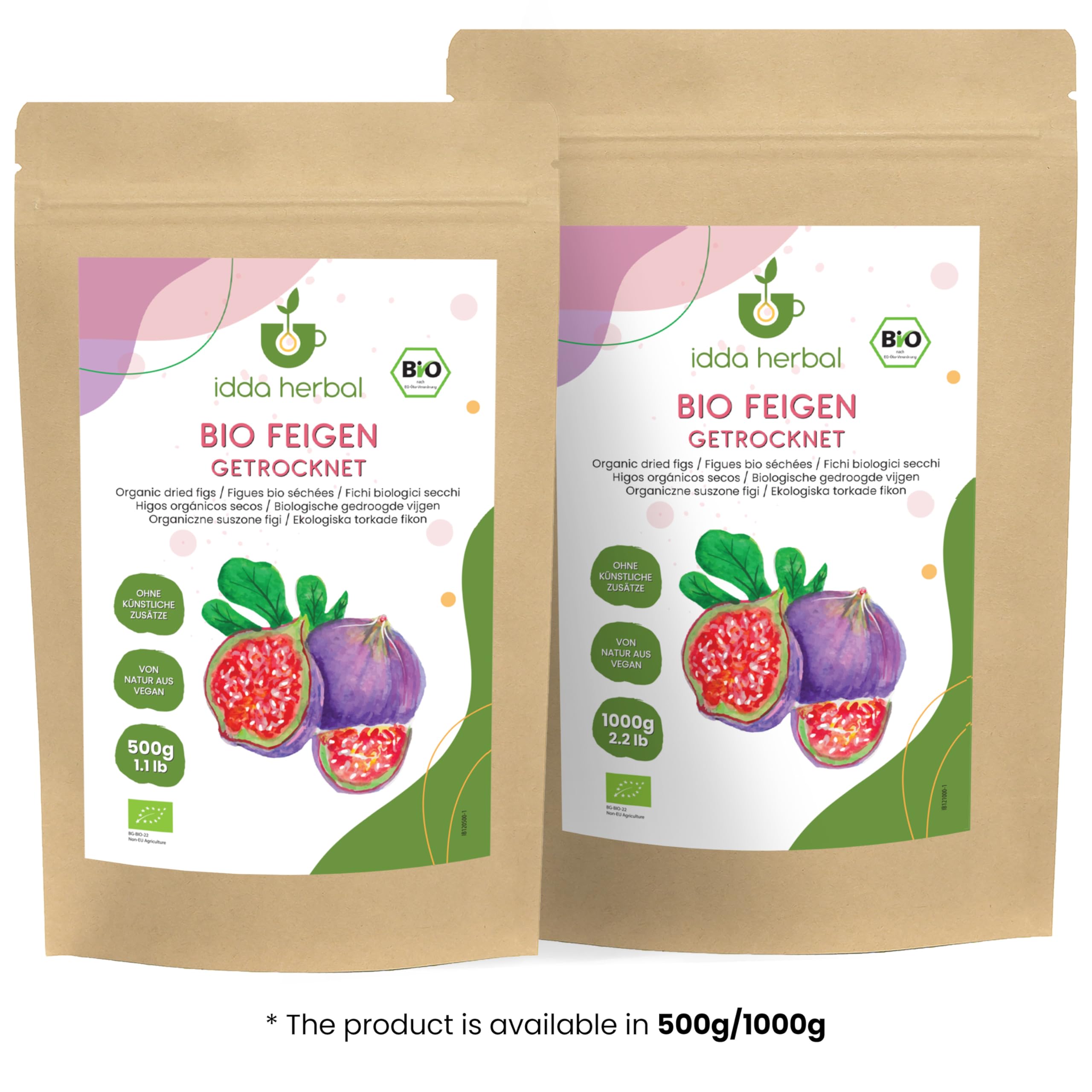 Higos Secos Orgánicos (1kg), Higos Secos Enteros de Cultivo Orgánico, 100% Naturales y Puros, Snack de Fruta Listo para Comer, Vegano