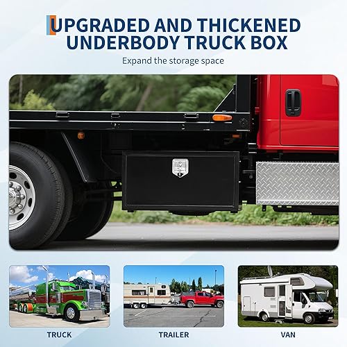 Miniatura 8 de Garvee Caja de herramientas para camión de 30 pulgadas, caja de herramientas de almacenamiento de acero negro, 30 x 18 x 18 pulgadas, organizador de
