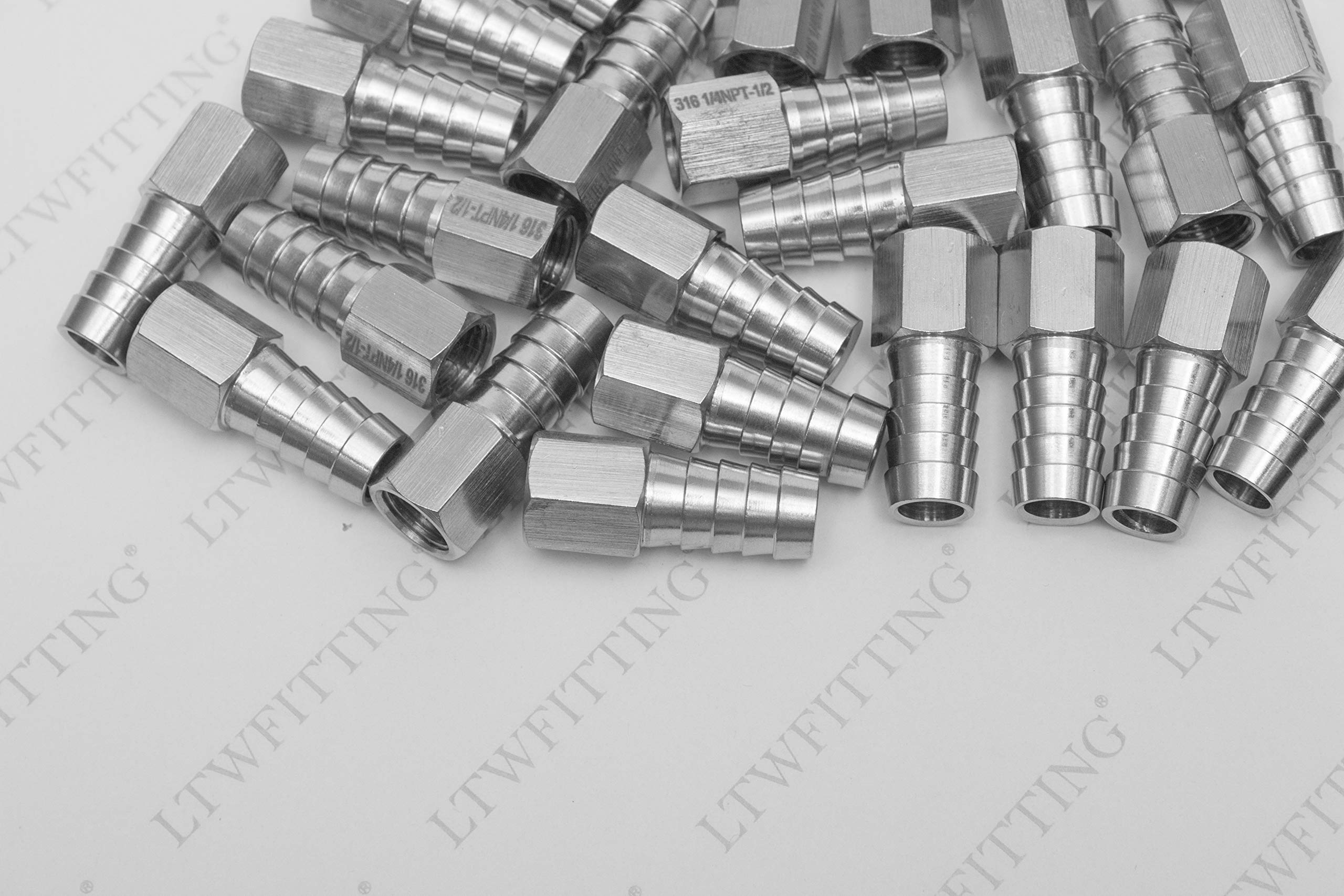 LTWFITTING Bar Production Stainless Steel 316 Barb Fitting Coupler 1/2