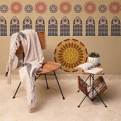 Miniatura 5 de FINGERINSPIRE Plantilla de plantilla de mandala de 8.3 x 11.7 pulgadas, plantilla de elementos góticos de plástico, 4 estilos, flores de mandala y