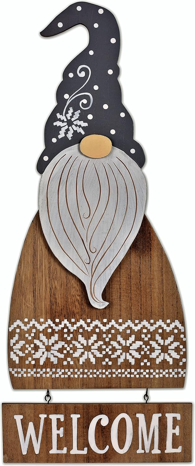 Sunset Vista Designs Solid Wood Holiday Sculpture - Into The Woods Collection, 18-Inch, Brown Snowflake Large