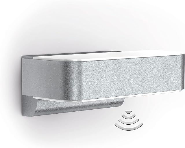 Steinel LED Outdoor Light L 810 S Silver - 9.8 W Up-/Downlight, 679 lm, Warm White, Outdoor Wall Light, 160° Motion Detector