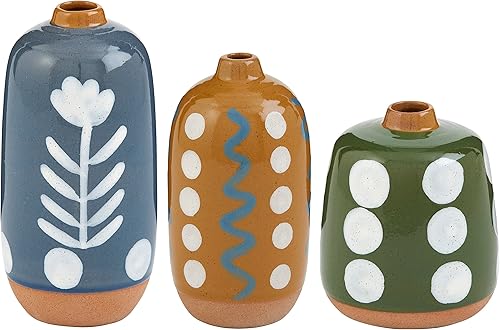 Vista 2 de Mud Pie Florero de punto floral, mediano, 5 1/4 pulgadas x 2 3/4 pulgadas de diámetro