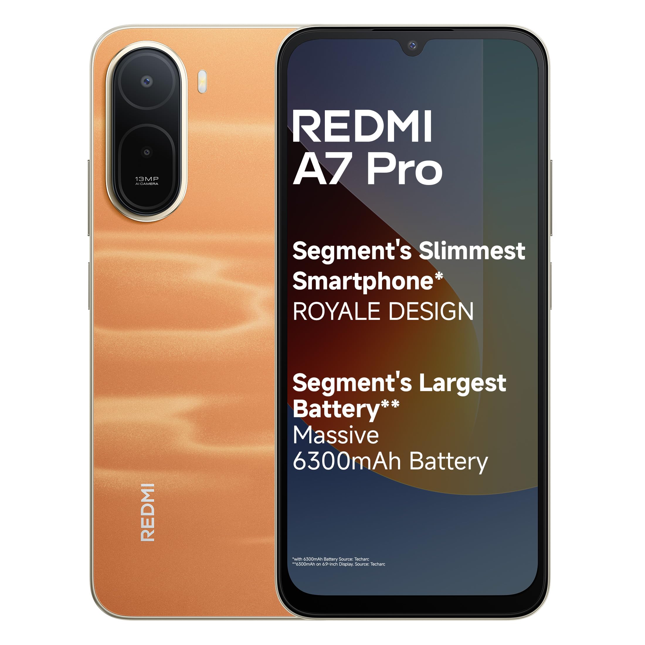 redmi a7 pro 4g (sunset orange, 4gb ram, 64gb storage) | segment's slimmest smartphone | segment's largest 6300mah battery| segment's largest 17.53cm and smoothest 120hz display