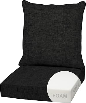 Arden Outdoor Deep Seat Cushion Set, Foam, 22x24, Black