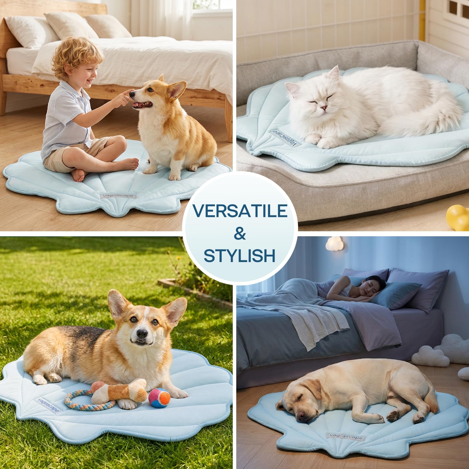 Vagascape Alfombrilla de refrigeración para Perros, con Forma de Hoja Grande, Lavable, Antideslizante, Almohadilla de Verano para Perros y Gatos, Ligera