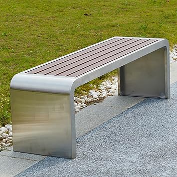 2-3 Seater Garden Bench, Patio Backless Dining Bench with Slatted Seat, Easy to Assemble Garden Bench Seat for Patio, Garden, Lawn, Ideal for Outdoors & IndoorsSilver,39.3x15.7x17.7in
