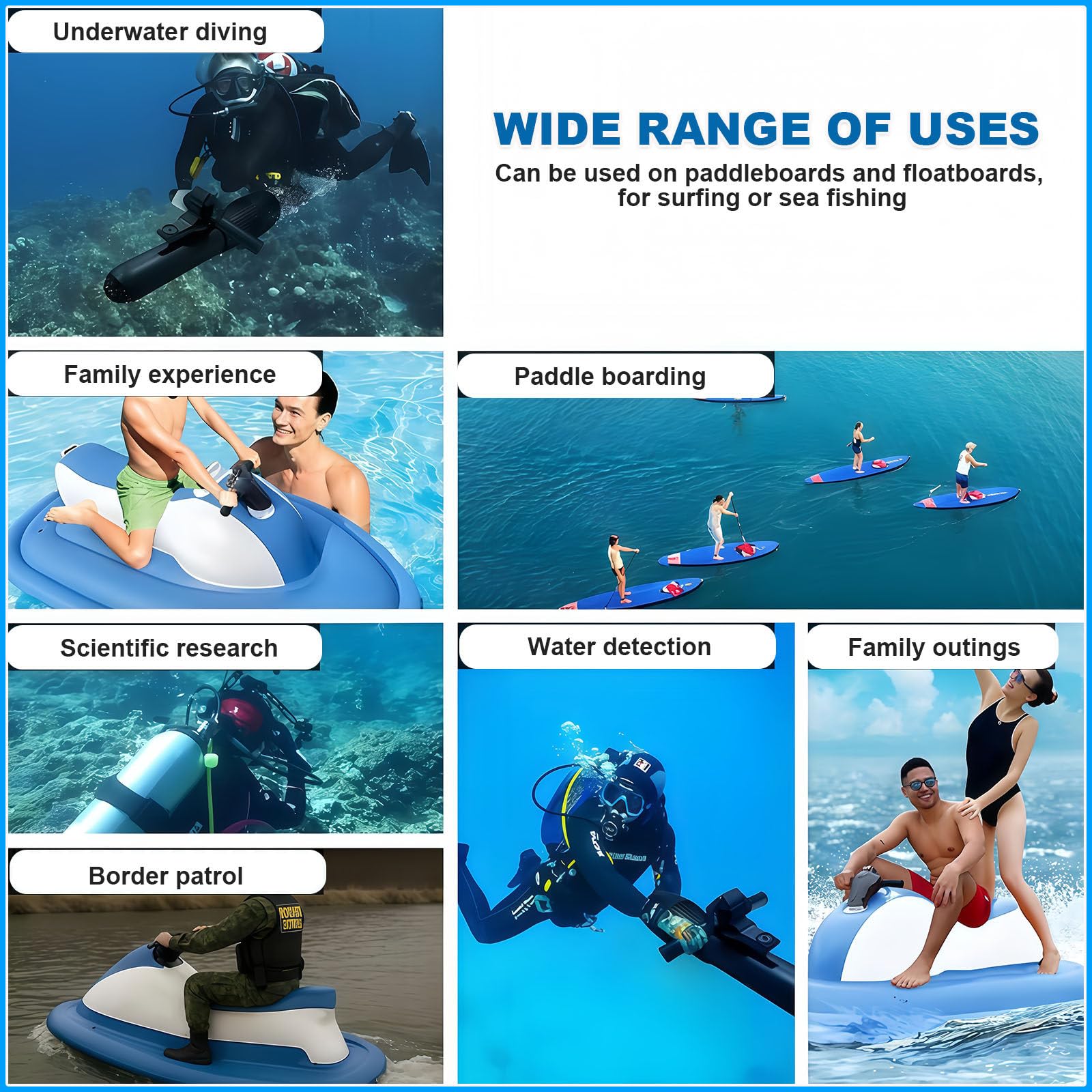 Bateau Gonflable Et Scooter sous-Marin 500W-10000mAh | Planche De Surf Électrique Pour Adulte, Charge Maximale 150 Kg, Équipement De Plongée En Mer Pour Sports Nautiques
