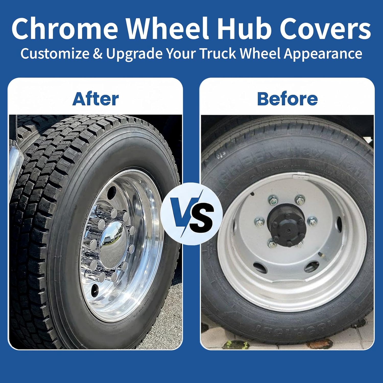 High Soar Lug Nut Covers,1.3 inch Chrome Lug Nut Covers for Semi Trucks Axle Cover Screw-on ABS Wheel Axle Nut Complete Waterproof(2 Front & 4 Rear) Cylinder