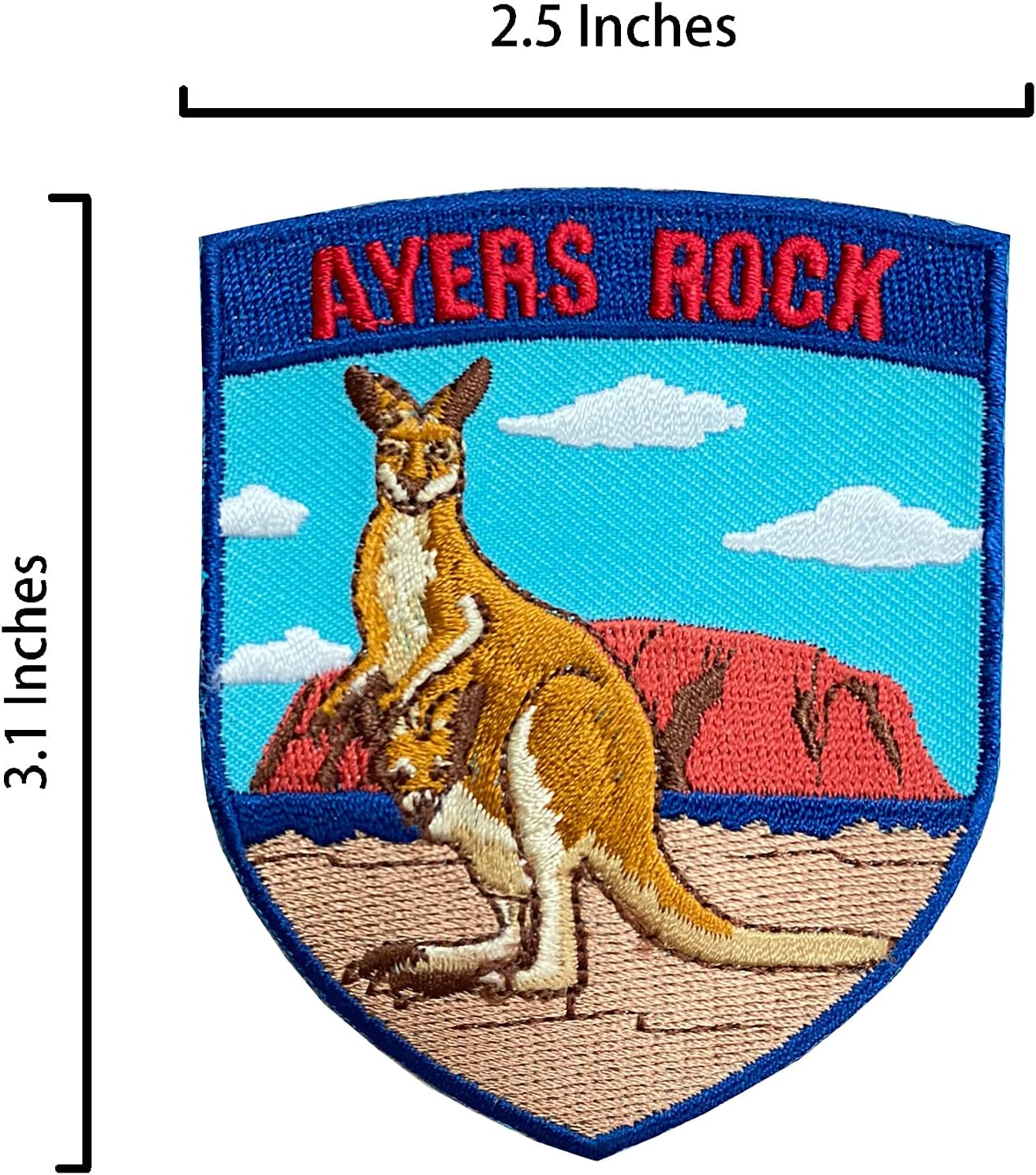 A-ONE - Ayers Rock Uluru Kangaroo Australia Animal Embroidery Needle Patch, Australia Country Flag Applique Patch NO.170C