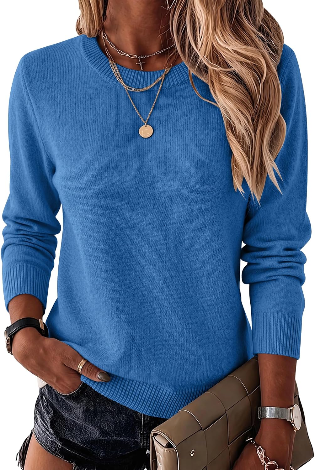 Zeagoo Womens Wool Blend Sweater Crewneck Long Sleeve Tops Fashion Clothing | Zeagoo Womens Wool Blend Crewneck Sweater Long Sleeve Soft Knit Pullover Lightweight Business Casual Black Fashion Clothing