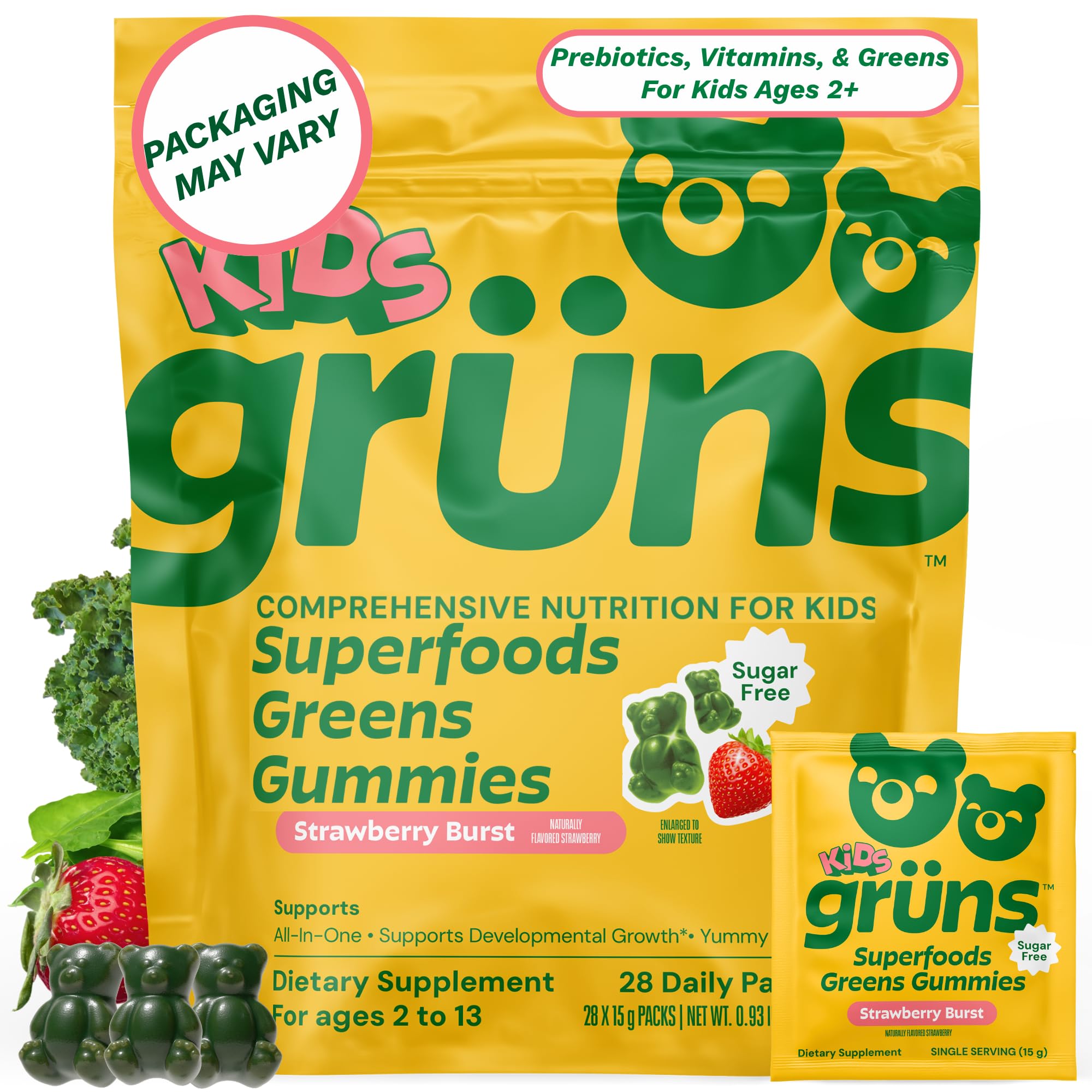 Gruns Superfood Gummies Multivitamin for Kids, Sugar-Free, 28 ct : Health & Household