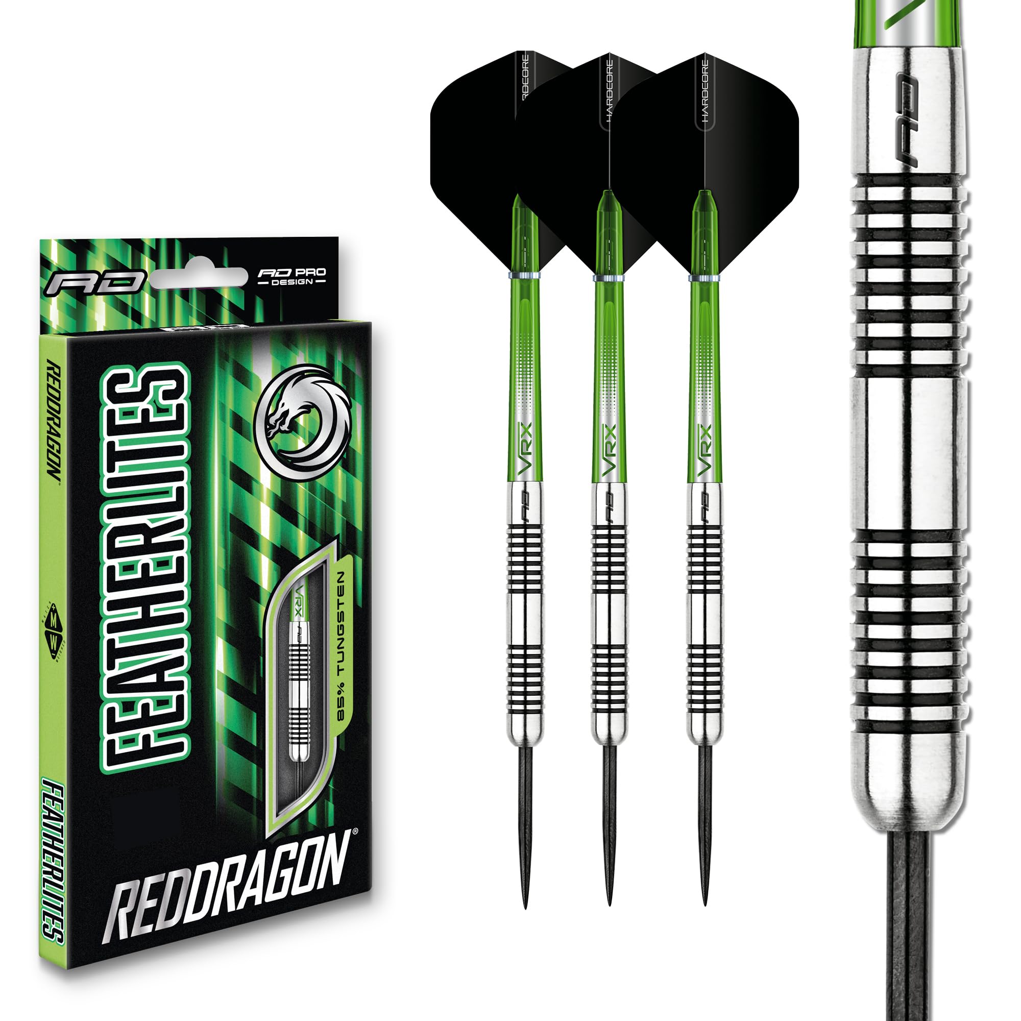 RED DRAGONFeatherlite 10g, 12g, 17g, 18g or 19g Tungsten Darts Set with Flights and Stems