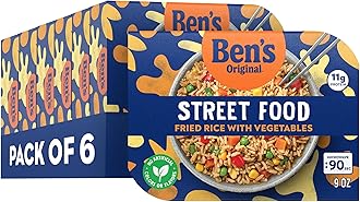 BEN'S ORIGINAL Street Food Fried Rice with Vegetables, Prepared Entrée, Microwavable Heat-&-Eat Bowl in 90 Seconds, 9 oz​ (Pack of 6)