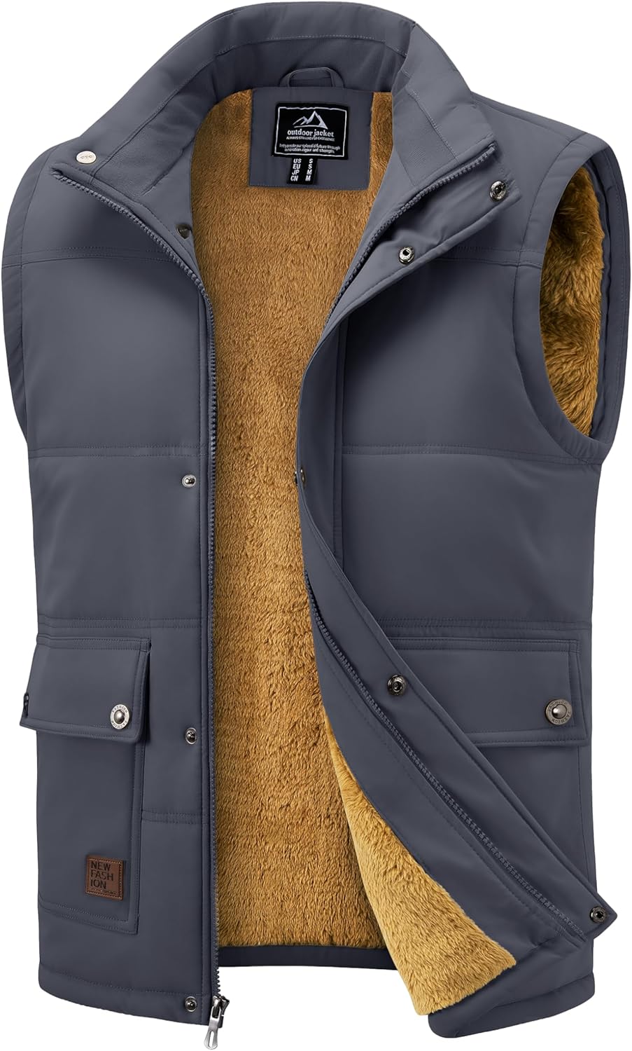 MAGCOMSEN Men's Winter Vest Outerwear Fleece Lined Outdoor Vest Warm Sleeveless Jacket