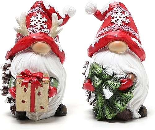 Hodao Gnomos de resina de Navidad hechos a mano, gnomos de resina de Navidad, regalo de vacaciones, mesa de invierno, decoración de árbol de Navidad