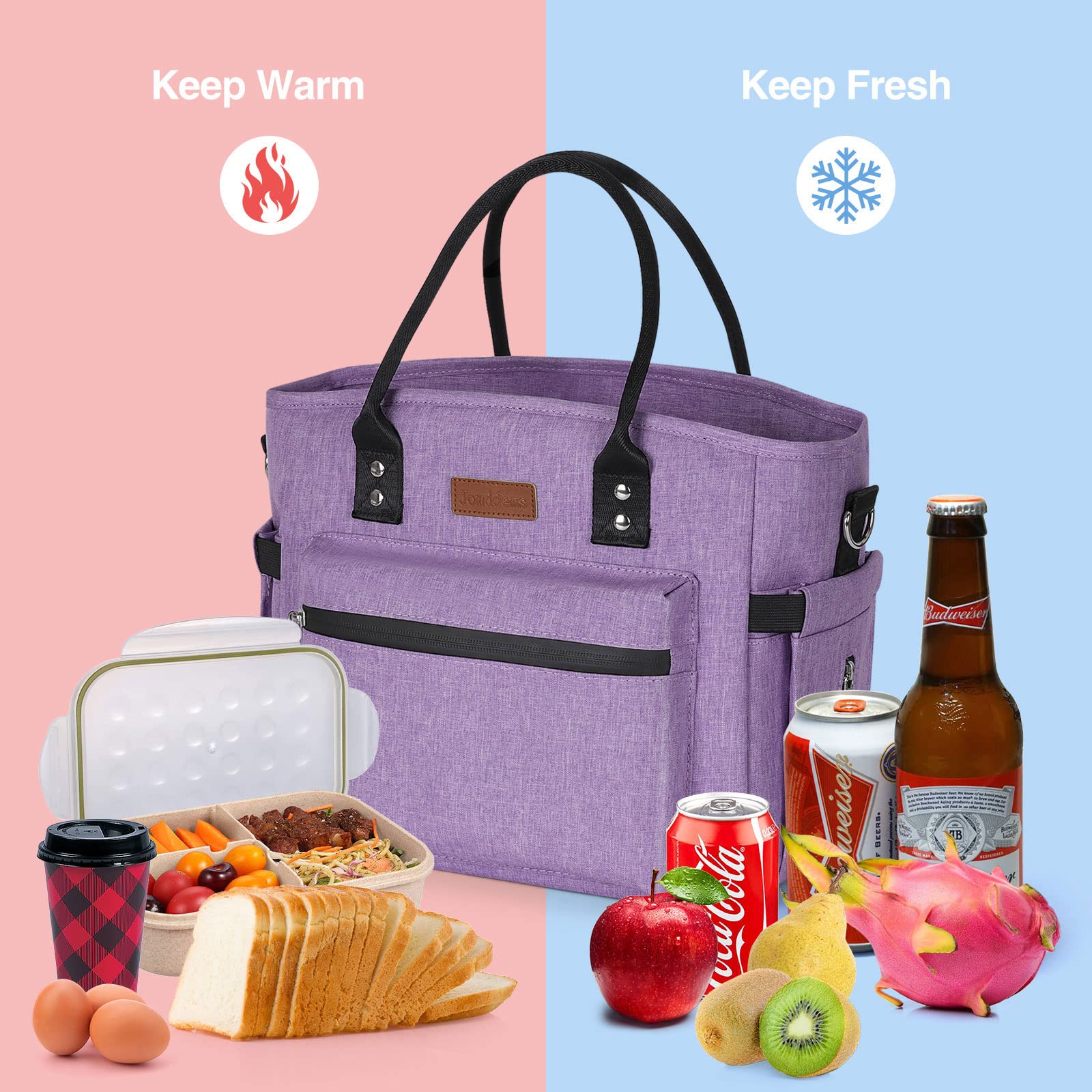 Borsa termica per il pranzo da donna, uomo, per adulti, con tracolla regolabile, borsa grande per il pranzo, portatile, ideale per ufficio, scuola, picnic, spiaggia, borsa termica riutilizzabile per