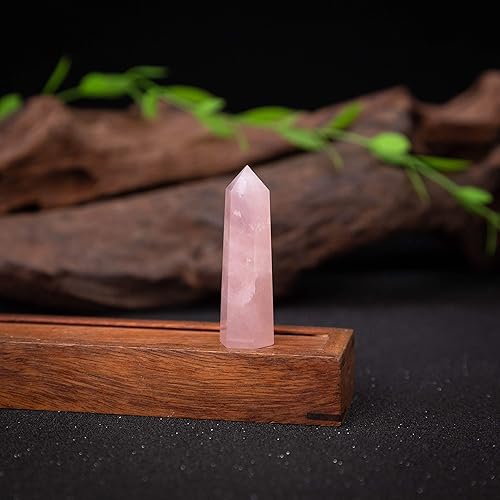 Miniatura 6 de Varitas de cristal curativo  Puntos de cristal de cuarzo rosa de 2 pulgadas, 6 facetas de terapia de meditación de chakras Reiki, 4 unidades, Cristal