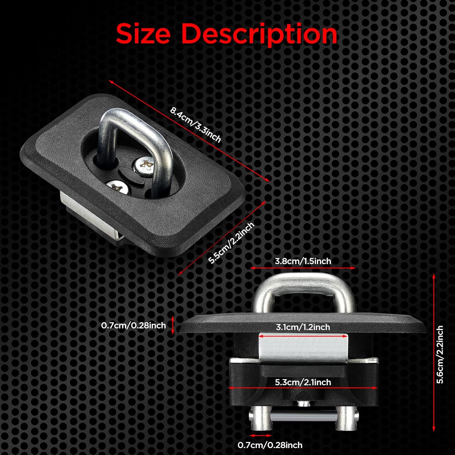 SPEEDWOW Retractable Truck Bed Tie Down Anchors Compatible with F-150 1998-2014; Compatible with F-250 Super Duty 2003-2016; Compatible with F-350 Super Duty 2008-2014; Compatible with Ram 1500 2500 - Image 4