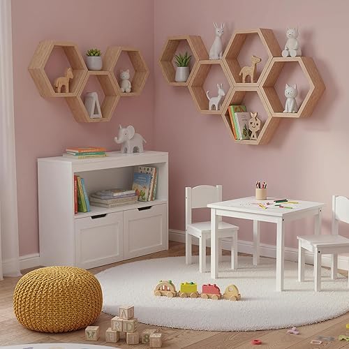 Miniatura 5 de Ikebana Organizador de almacenamiento de juguetes y estante para libros para niños con 2 cajones móviles para sala de juegos, aula, guardería,