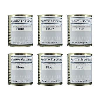 Future Essentials All Purpose White Flour | 100% Natural Whole Grain | Non GMO | Long Term Storage Shelf Stable | Emergency Survival Food Supply, Camping & Backpacking #2.5 size 6 Cans