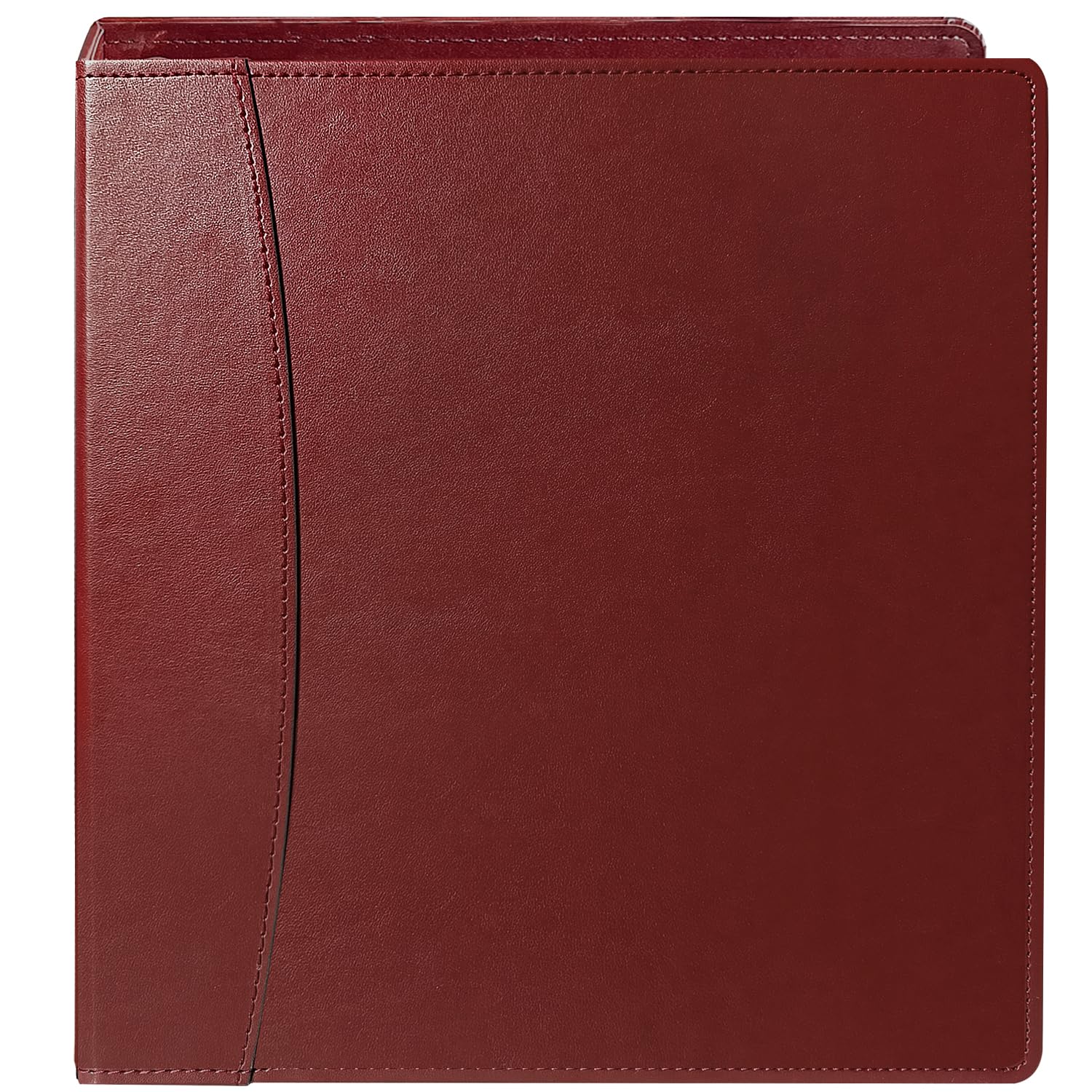 Beautyus Vintage Brown Leather 3-Ring Binder – 2-Inch Spine – Fits Letter-Size Paper (8.5" x 11") – Built-in Interior Pockets – File Folder Premium Business Organizer (Red, 2 Inch)