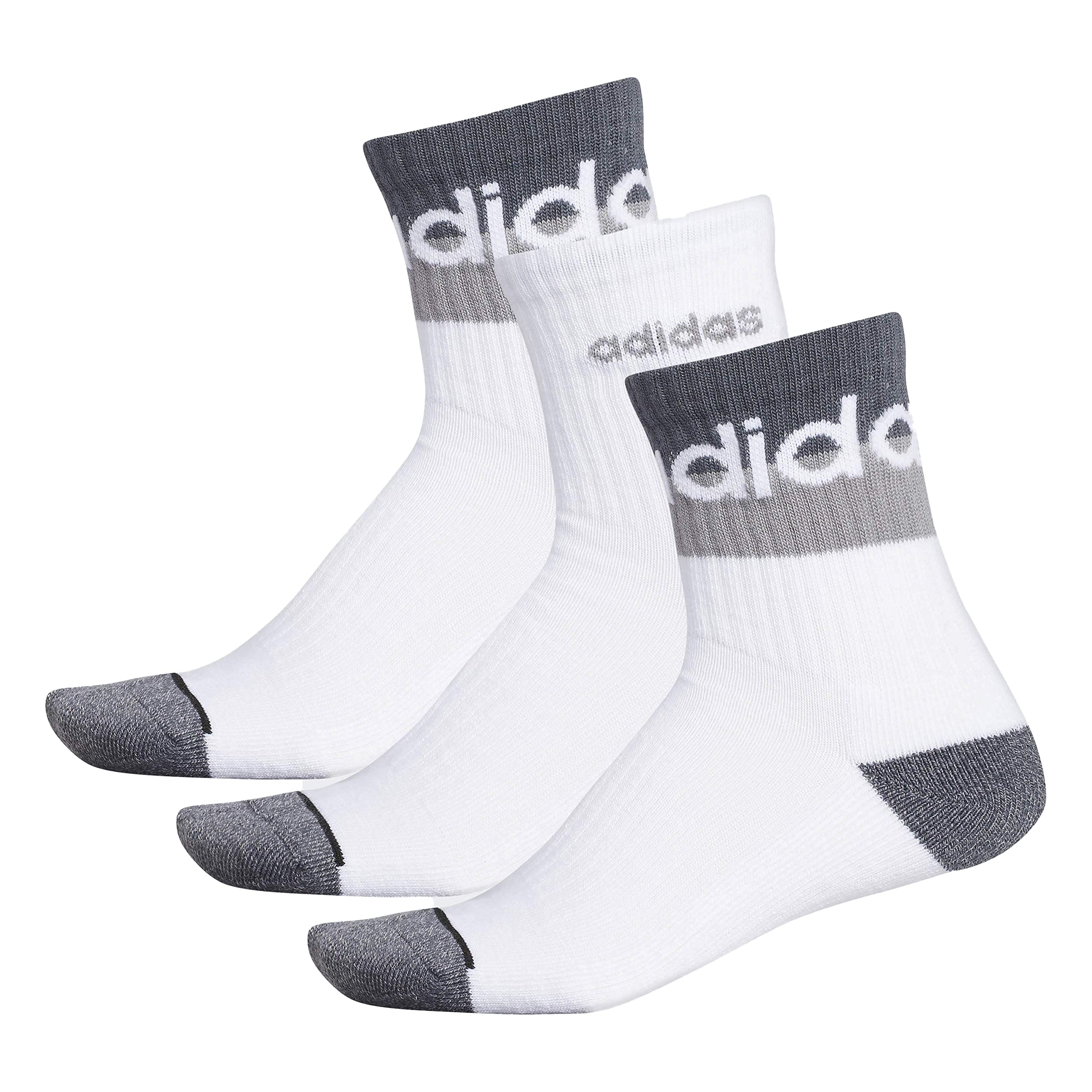 adidas Men's Blocked Linear High Quarter Socks (3-Pair)
