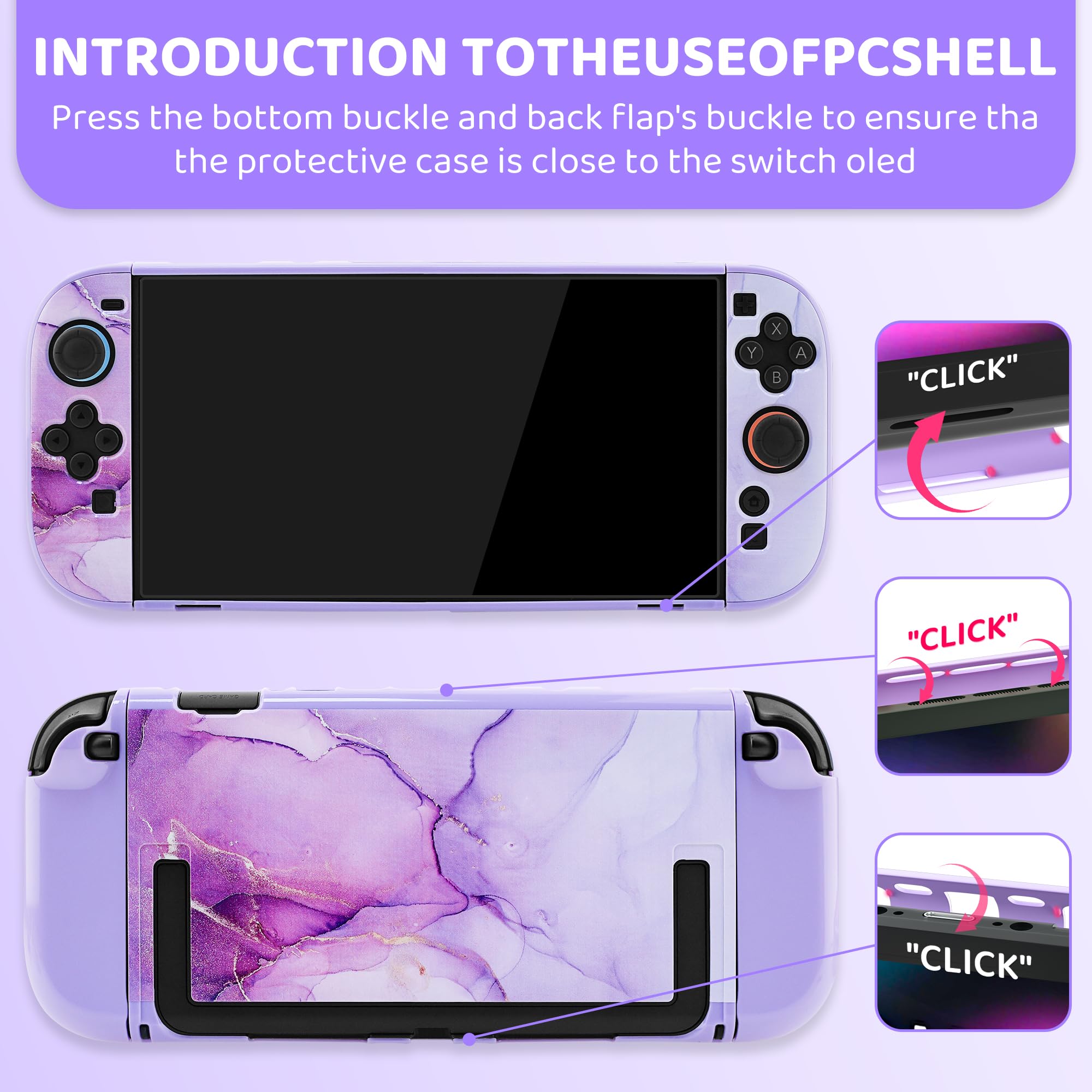 FANPL Custodia carina per Nintendo Switch 2, custodia da viaggio per Switch 2 con pelle rigida glitterata, cinturino regolabile, pellicola proteggi schermo, tappi per impugnatura per pollice (marmo