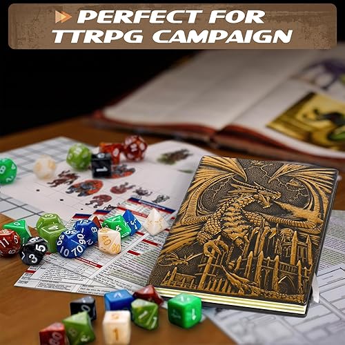 Miniatura 4 de Cuaderno de escritura 3D Dragon DND, libro de cuero de fantasía D&D, para regalos de mazmorras y dragones, accesorios para amantes del RPG, 200
